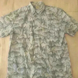 COLUMBIA Fish STRIPED BASS Blue Button front size  L PERFORMANCE FISHING GEAR